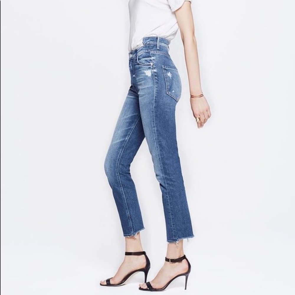 MOTHER The Dazzler in My Treat distressed high waisted jeans